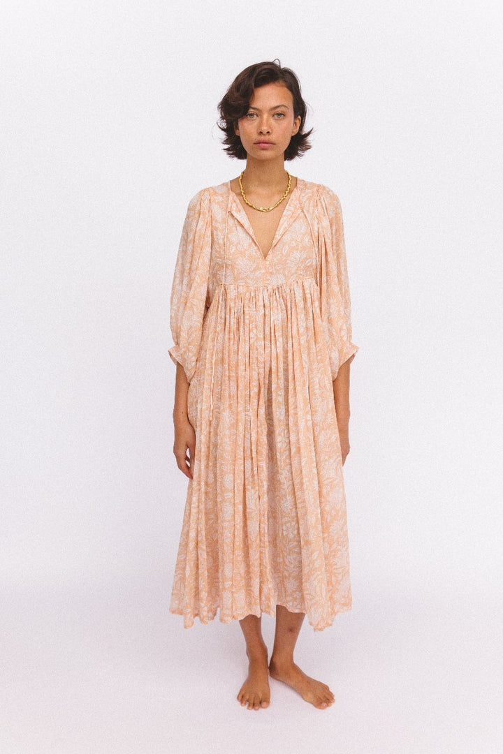 Kyra Midi Dress ~ Apricot Blush