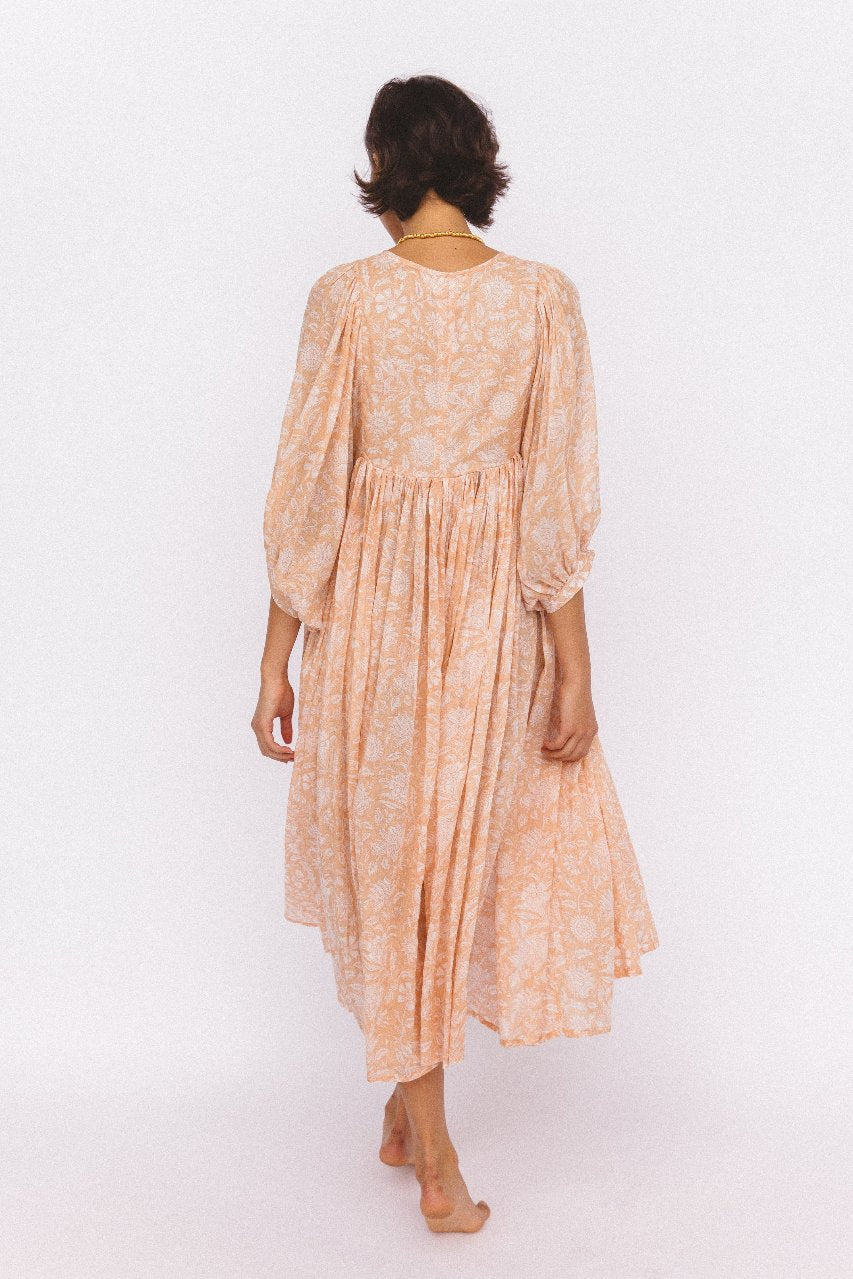 Kyra Midi Dress ~ Apricot Blush