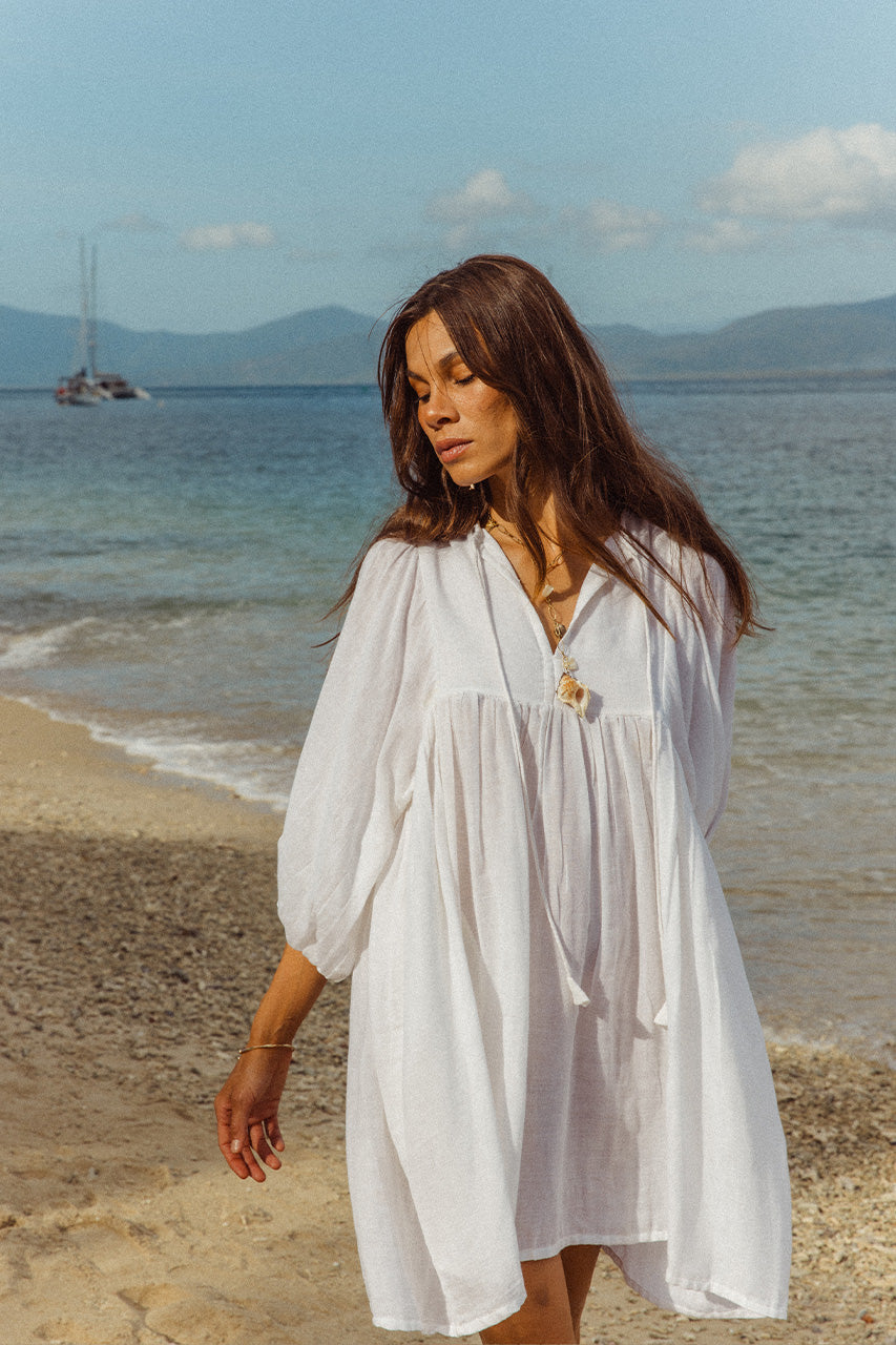 Kyra Mini Dress ~ White Gauze